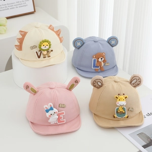 Cute silicone animal baby baseball caps with 3D bunny and giraffe ears in four pastel colors