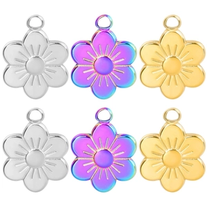 Flower Pendant Necklace Stainless Steel 18K Gold Plated Minimalist Niche Rainbow DIY Jewelry Accessories For Women