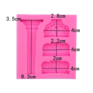 Detailed view of pink Roman column silicone mold showing precise dimensions and patterns