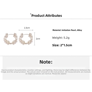Detail view of lace crown pearl earrings with exact size measurements and specifications