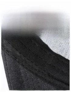 Macro detail of breathable mesh fabric and wide moisture-wicking sweatband inside the cap