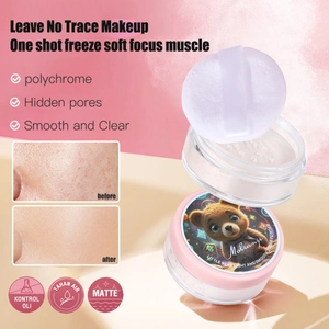 Waterproof matte setting powder with cartoon bear design for oil control and smooth skin