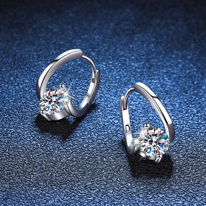 Elegant s925 silver moissanite hoop earrings with high brilliance round cut gemstones