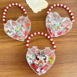 Christmas kids jewelry set in heart box with Santa clips and beaded bracelet gifts