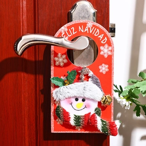 Christmas snowman door handle hanger with Feliz Navidad greeting for festive home decor