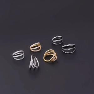 Three-layer stainless steel seamless hoops with sparkling cubic zirconia in gold and silver