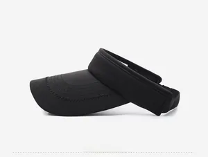 Side view of black quick-dry sun visor showing reinforced stitching and adjustable strap