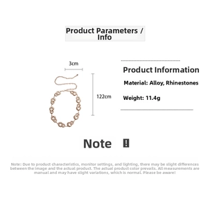 Detailed view of interconnected gold geometric rings waist chain with sizing 122cm