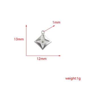 Detailed dimensions of silver stainless steel star charm: 13mm height and 12mm width
