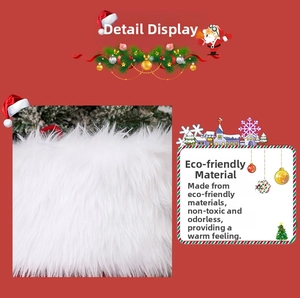 Detail of white plush faux fur Christmas stocking with eco-friendly non-toxic texture