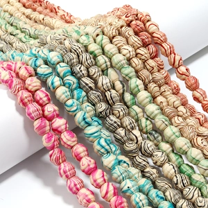 Round Wood Beads With Spiral Water Flow Pattern Marble Texture For DIY Jewelry Making Bracelet Necklace Accessories Colorful