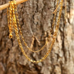 Layered Necklace Stainless Steel Gold Plated Multi Row Chain Minimalist Luxury Choker For Women Daily Wear