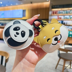 Cute Leather Animal Keychain Panda Shiba Inu Lion Bag Charm Cartoon Pendant For Purse Backpack Car Keys