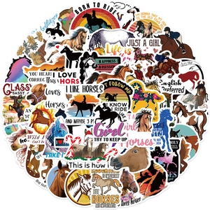 50 pieces of colorful waterproof horse riding stickers for luggage and laptops decoration