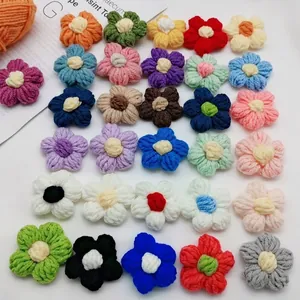 Colorful handmade crochet milk cotton flower accessories for DIY hair clips and clothing
