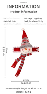 Spécifications de taille pour l'attache-rideau de Noël en forme de bonhomme de neige