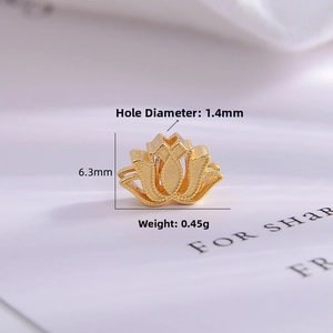 Macro shot showing dimensions of a lotus-shaped S925 silver gold-plated DIY bead
