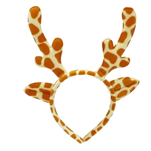 Cute brown spotted plush giraffe antler headband for Christmas party or festive events