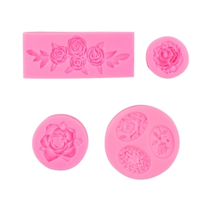 3D Rosen-Silikonform-Set für Fondant-Kuchen und handgefertigte Duftkerzen-Bastelarbeiten