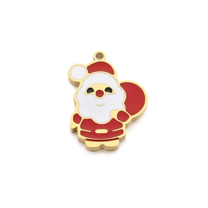 Cartoon Santa Claus enamel pendant for DIY Christmas jewelry bracelets and necklaces