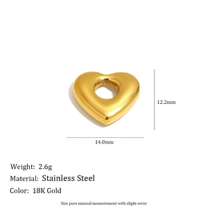 Minimalist 18K gold plated stainless steel heart pendant with size and weight specs