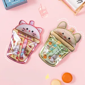 Cute cartoon milk tea cup shaped resealable bags for snacks and jewelry packaging
