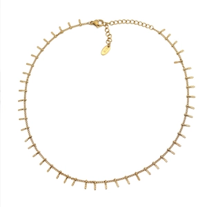 Collana in acciaio inossidabile placcato oro 18K con ciondoli verticali e chiusura a moschettone