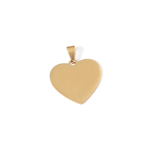 Polished 25mm gold stainless steel heart pendant for DIY necklaces and pet tags