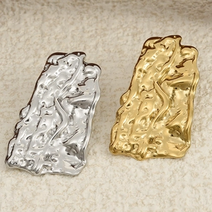 Irregular textured 304 stainless steel earrings in gold and silver finish for women