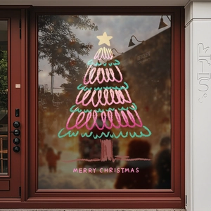 Sticker de Noël style graffiti pour vitrine avec texte Merry Christmas pour décor