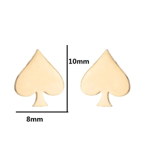 Polished gold spade heart stud earrings for women with 10mm by 8mm dimensions