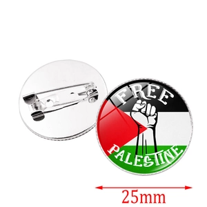 25mm Palestine flag crystal glass brooch with Free Palestine fist design and pin back