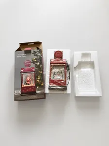 Detailed view of the Christmas water lamp packaging with USB and battery power ports