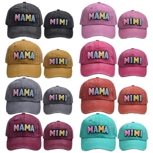 Casquettes de baseball vintage avec broderie MAMA et MIMI en plusieurs coloris assortis