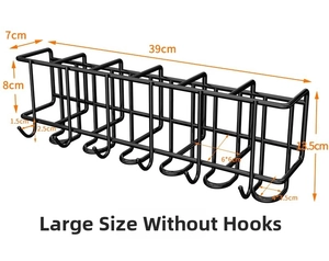 Detailed dimensions of a black wire storage rack with measurements for shelf height and width