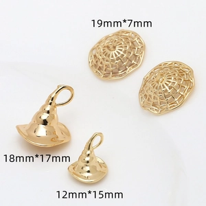 Golden Baroque witch hat and textured round pendant charms in three distinct sizes