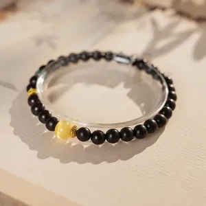 Sandalwood Beaded Bracelet With Kyanite Beeswax And Copper Accessories Women Retro Ethnic New Chinese Style