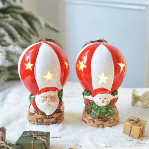 Lanternes montgolfières de Noël avec Père Noël, bonhomme de neige et LED douce