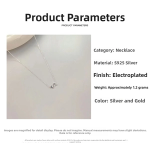 Detailed product parameters of S925 sterling silver S-letter necklace in gold and silver
