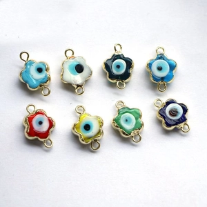 Colorful Bohemian enamel flower charms with gold edges for DIY jewelry making