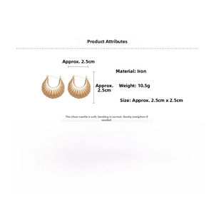 Detailed size and material specs for gold textured hoop earrings with silver pins