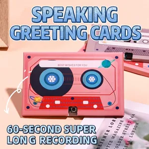 Vintage Cassette Tape Shape Recording Greeting Card For Voice Message Gift Rechargeable Paper Recordable Retro Style