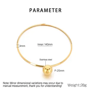 Detail specifications of 18k gold plated choker with 25mm polished stainless steel ball