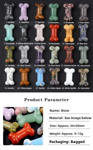 Detailed chart of various 35mm natural crystal carved bone charms for DIY jewelry making