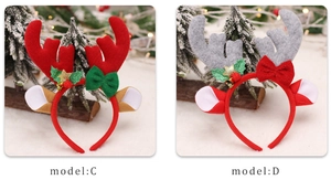 Detail view of Christmas reindeer antlers headbands with bells and stars models C and D