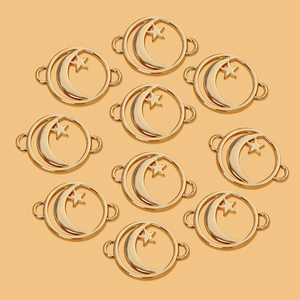 Moon Star Alloy Pendants DIY Jewelry Making Accessories For Bracelet Necklace Earrings Double Loop Connector Charms