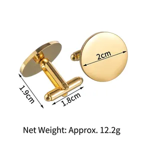 Polished gold round cufflinks with dimensions 2cm diameter and T-bar swivel closure