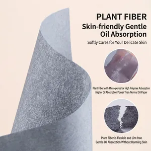 Portable Face Oil Absorbing Paper Bamboo Charcoal Facial Sheets With Mirror And Puff Case Matte Control For Oily Skin