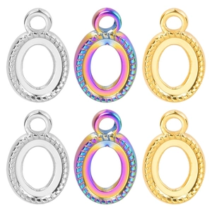 Oval Stainless Steel Pendant Wavy Textured Edge DIY Jewelry Making Charms For Necklace Bracelet Making