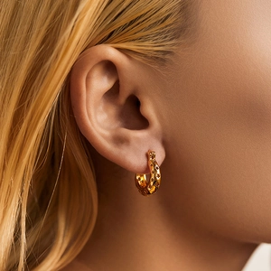Elegant 18K gold-plated irregular hollow hoop earrings with star-shaped cutout patterns